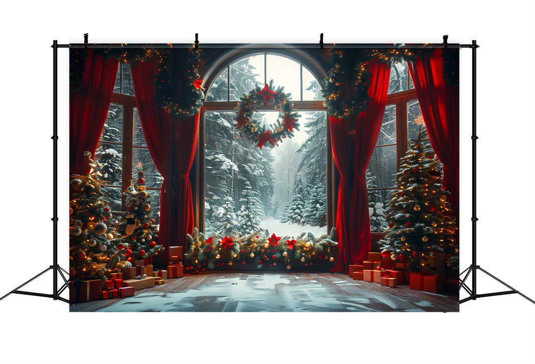 Winter Wonderland Through the Window Christmas Backdrop BRP8-143