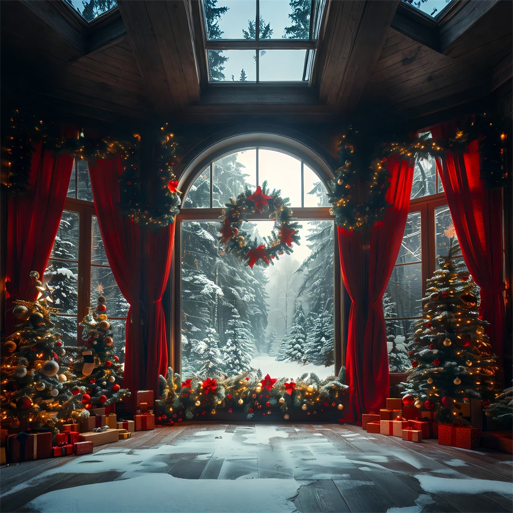 Winter Wonderland Through the Window Christmas Backdrop BRP8-143