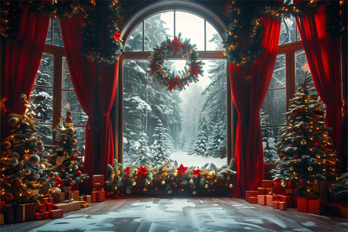 Winter Wonderland Through the Window Christmas Backdrop BRP8-143