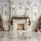 White Marble Christmas Elegance Backdrop BRP8-144