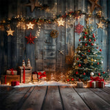 Wooden Wall Christmas Tree and Gifts Backdrop BRP8-146