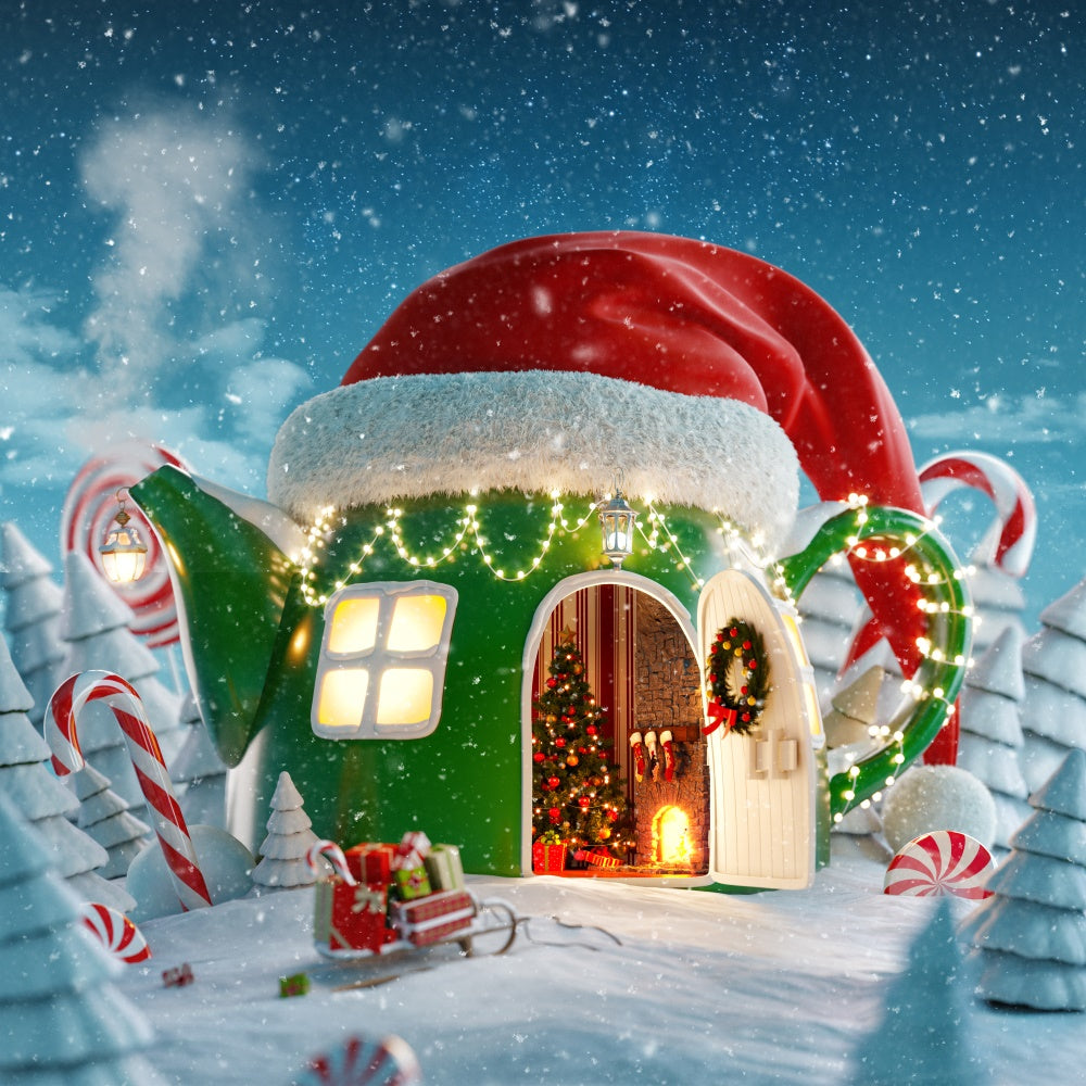 Whimsical Christmas Teapot Backdrop BRP8-149