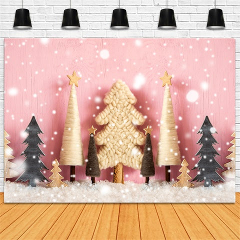 Christmas Craft Tree Snowfall Pink Backdrop BRP8-154