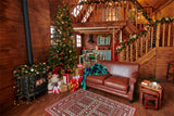 Christmas Warm Wooden Living Room Backdrop BRP8-158