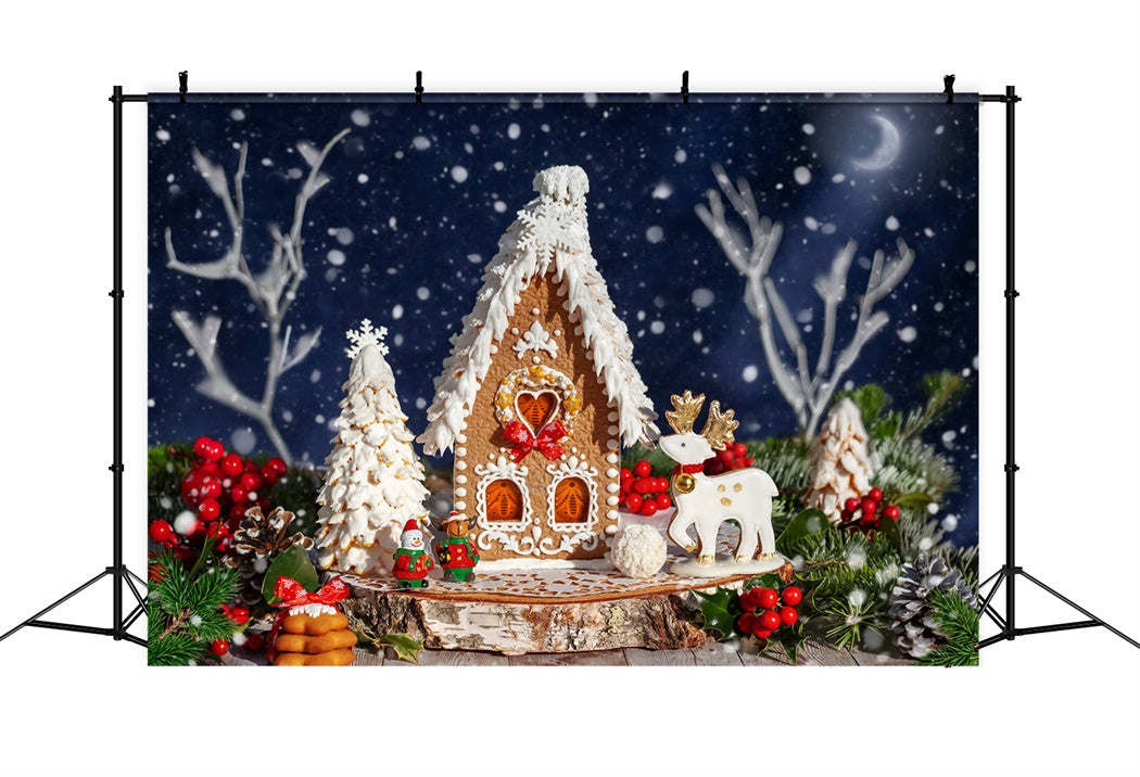 Christmas Gingerbread Reindeer Cottage Backdrop BRP8-160