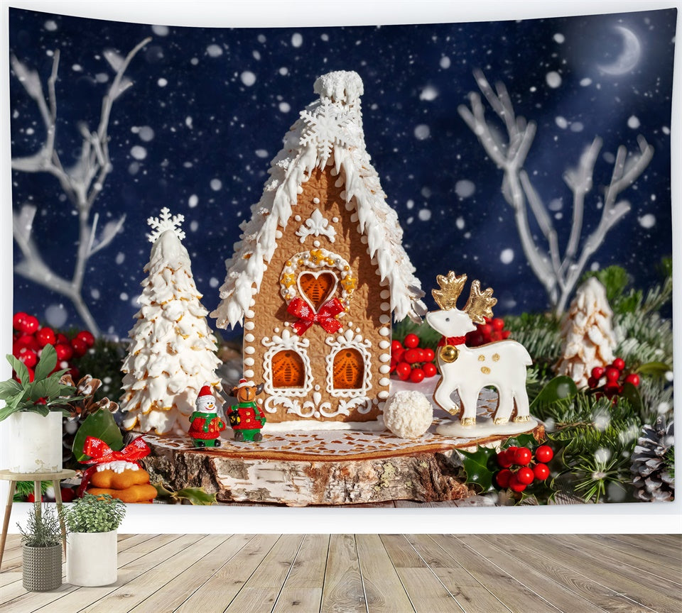 Christmas Gingerbread Reindeer Cottage Backdrop BRP8-160