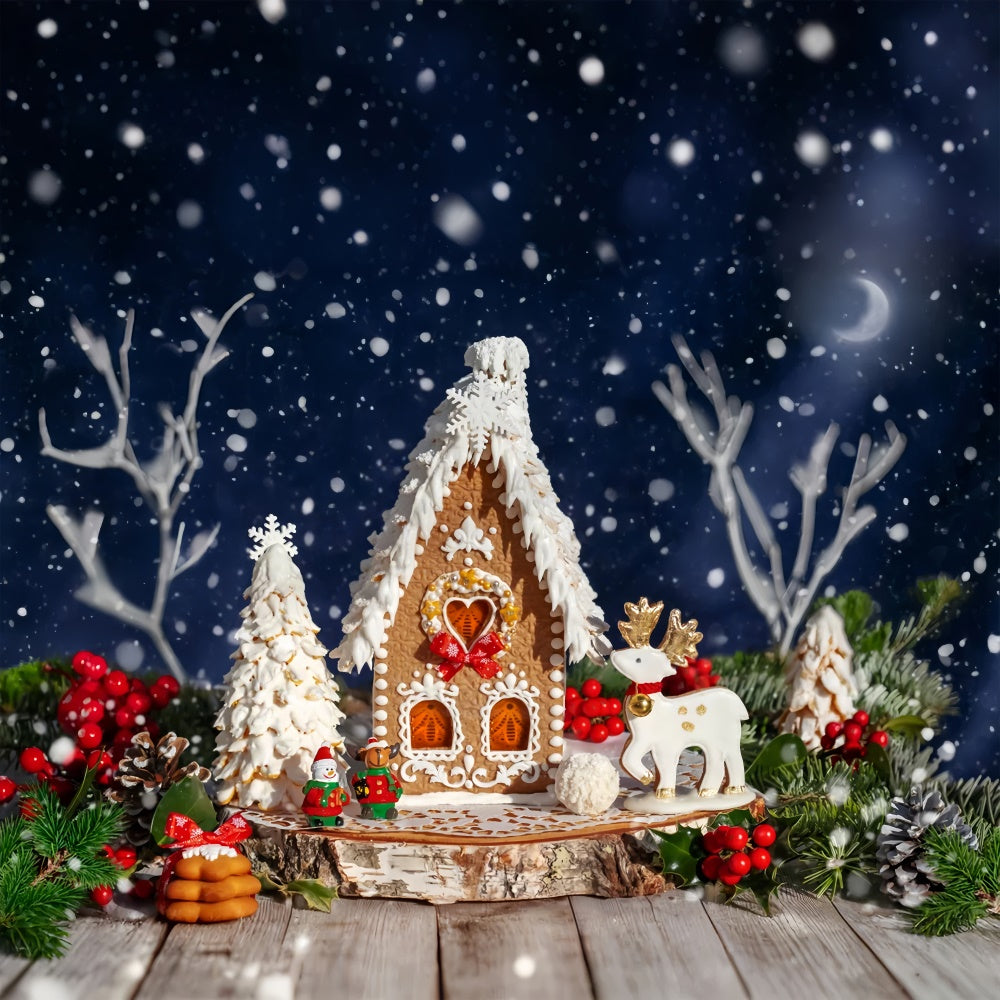 Christmas Gingerbread Reindeer Cottage Backdrop BRP8-160