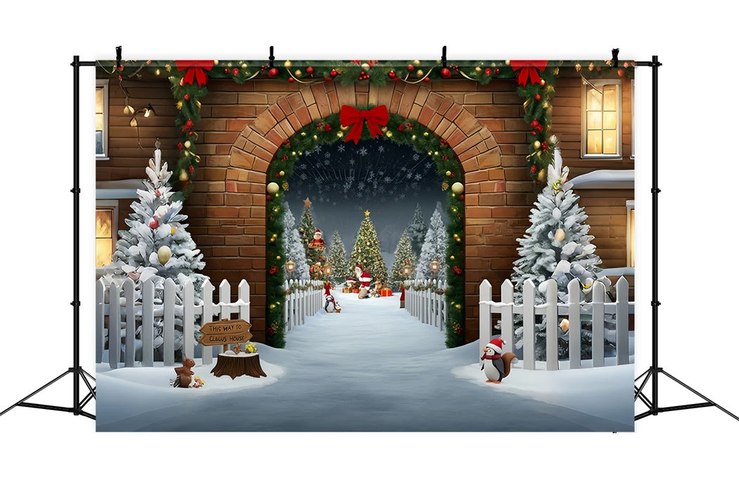 Christmas Santa Village Gate Backdrop BRP8-161