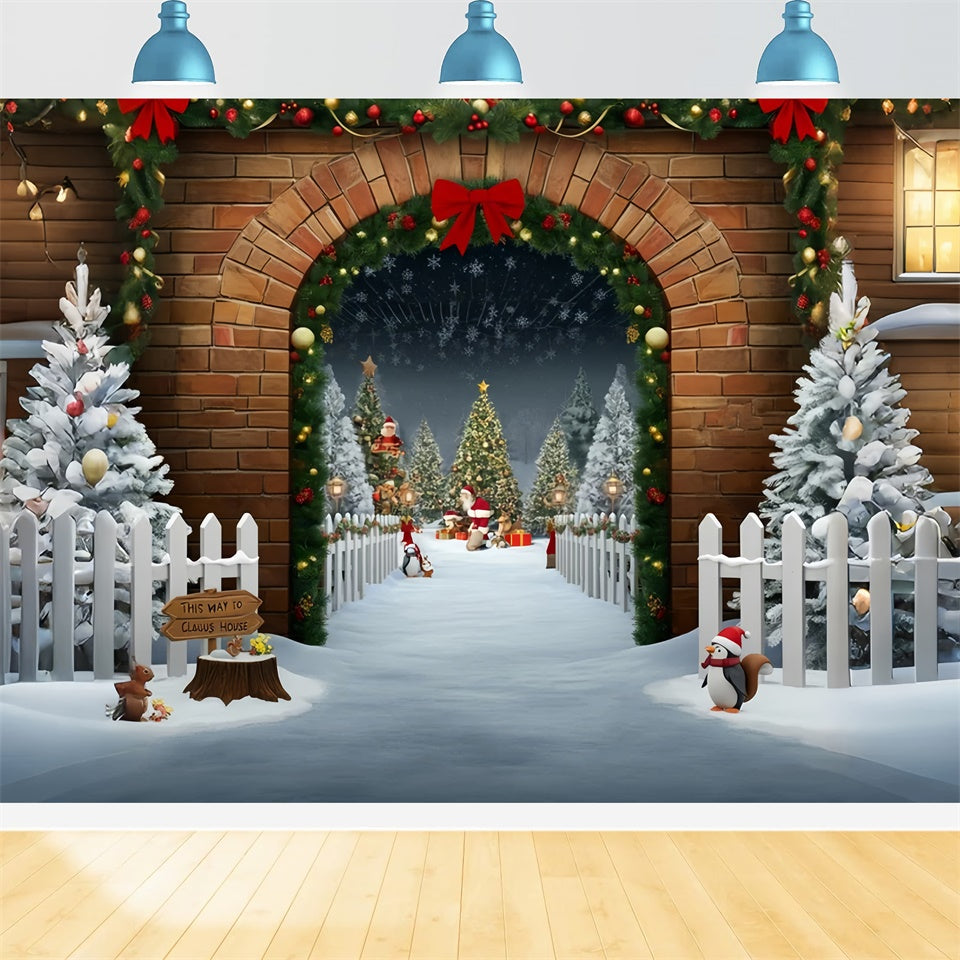 Christmas Santa Village Gate Backdrop BRP8-161