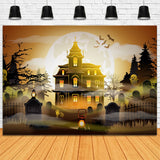 Ghostly Graveyard Haunted House Scary Halloween Backdrop BRP8-163