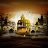 Ghostly Graveyard Haunted House Scary Halloween Backdrop BRP8-163