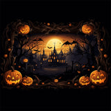 Spooky Castle and Pumpkins Halloween Backdrop BRP8-164