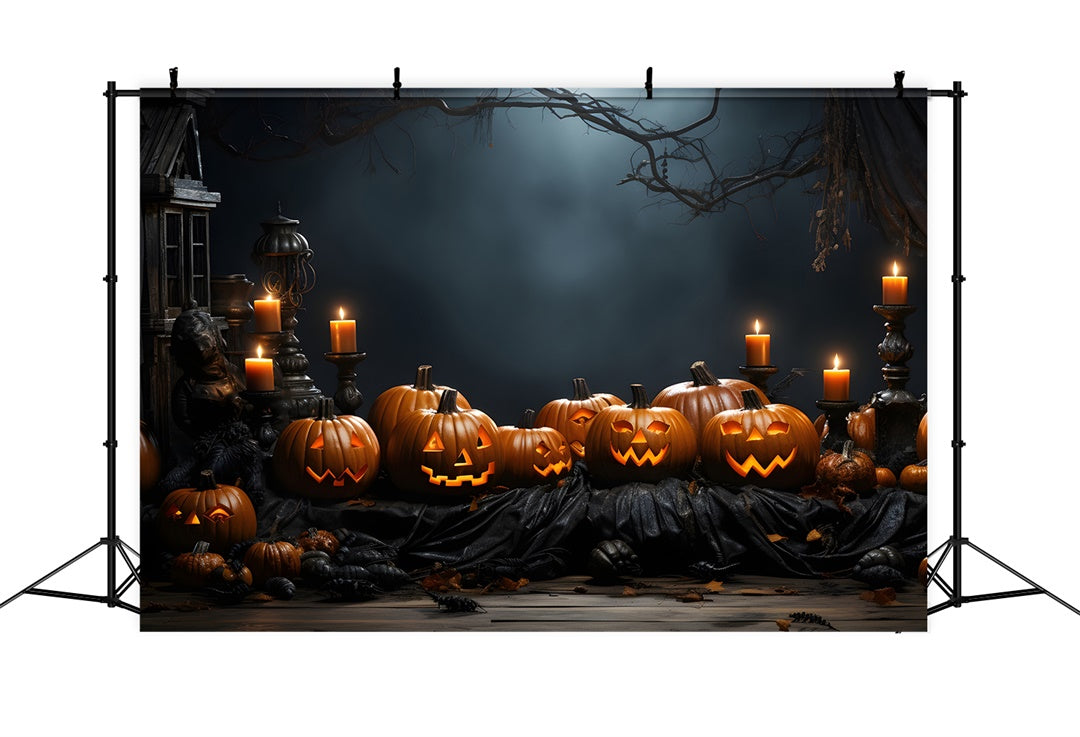 Halloween Eve Carved Pumpkins Candlelight Backdrop BRP8-166