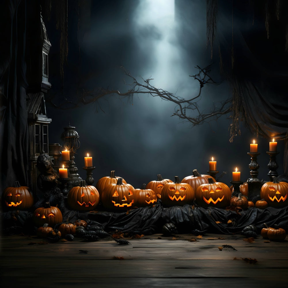 Halloween Eve Carved Pumpkins Candlelight Backdrop BRP8-166