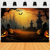 Mysterious Tombstones and Glowing Pumpkins Halloween Backdrop BRP8-168