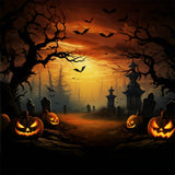 Mysterious Tombstones and Glowing Pumpkins Halloween Backdrop BRP8-168