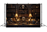 Vintage Skull Library and Lamps Halloween Backdrop BRP8-169