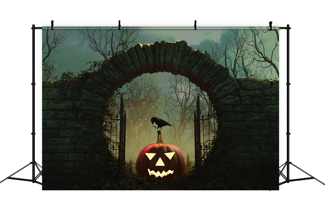 Eerie Crow and Jack-o-Lantern Archway Backdrop BRP8-170