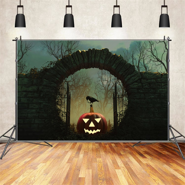 Eerie Crow and Jack-o-Lantern Archway Backdrop BRP8-170