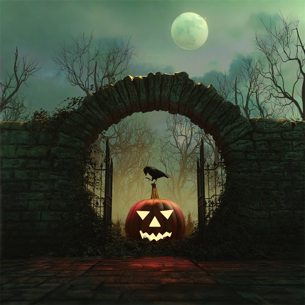 Eerie Crow and Jack-o-Lantern Archway Backdrop BRP8-170