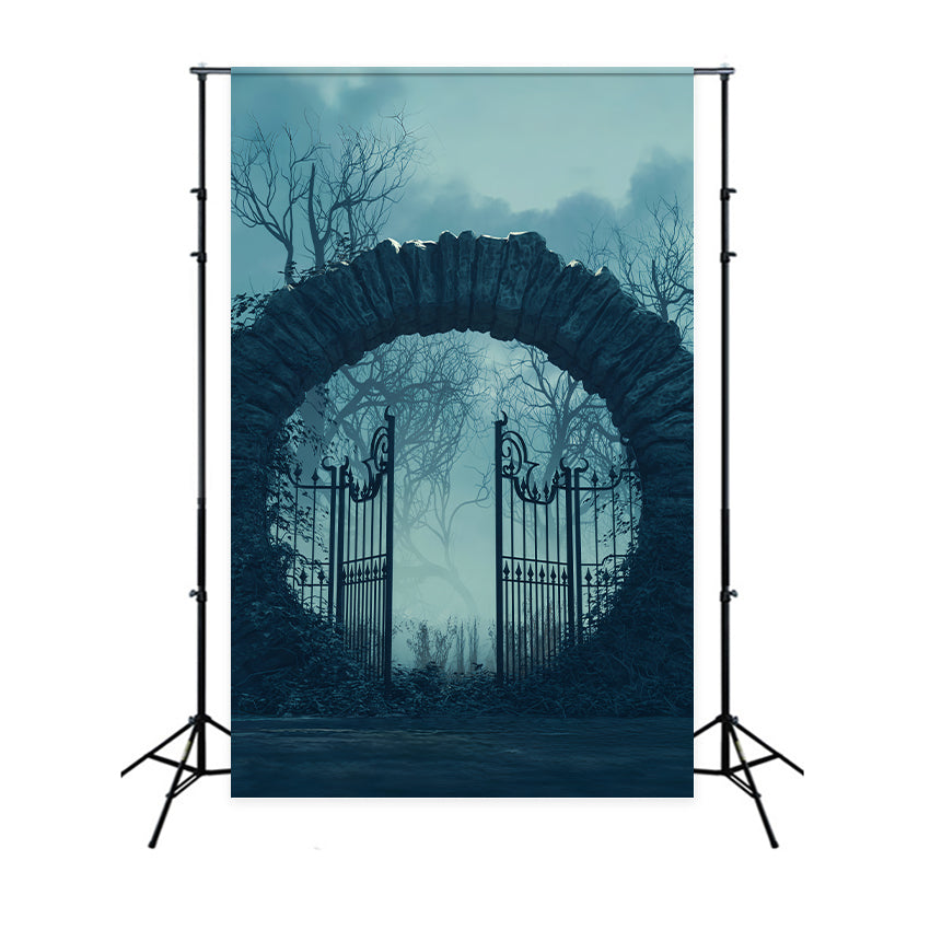 Spooky Arch and Iron Gate Halloween Backdrop BRP8-171