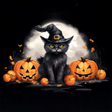 Enchanted Cat and Smiling Pumpkins Halloween Backdrop BRP8-172