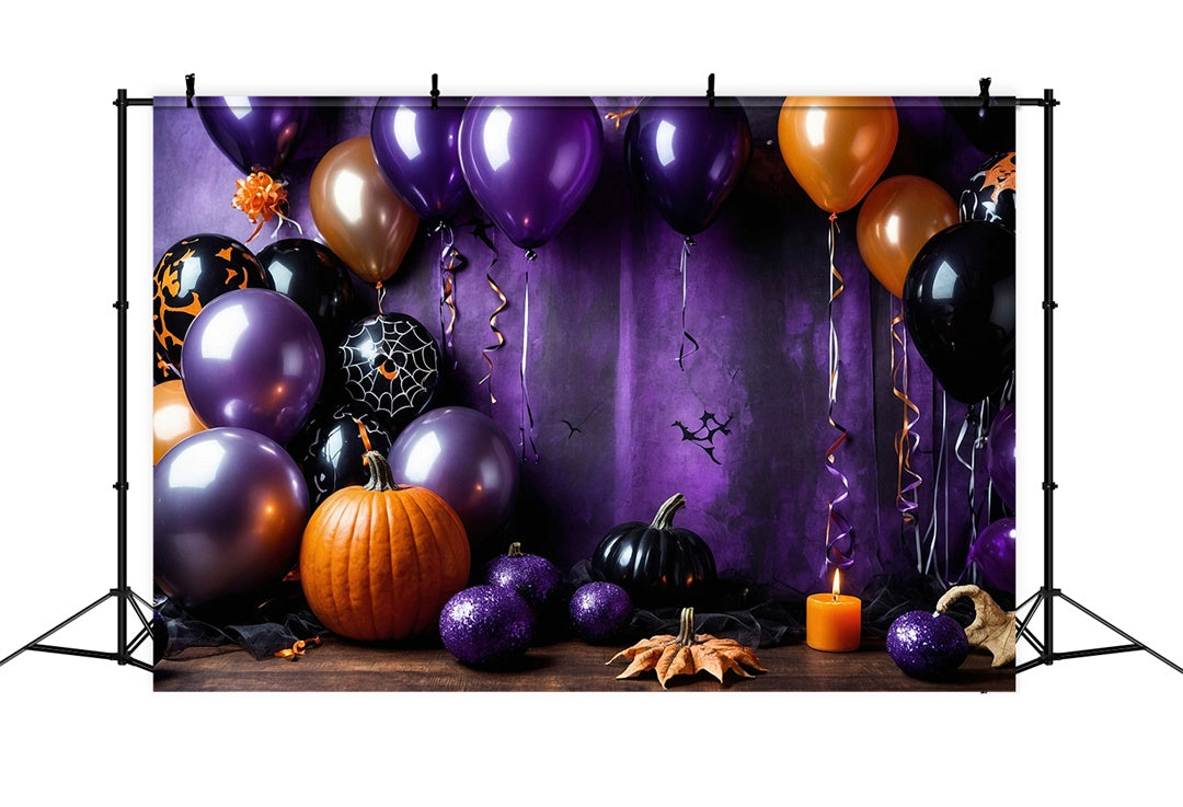 Purple and Black Balloons Halloween Party Backdrop BRP8-175