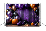 Purple and Black Balloons Halloween Party Backdrop BRP8-175