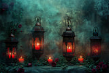 Fog with Lanterns and Roses Halloween Backdrop BRP8-177