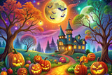 Fantasy Halloween Forest with Glowing Pumpkins Backdrop BRP8-178