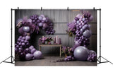 Graceful Violet Balloon Garland Halloween Backdrop BRP8-179