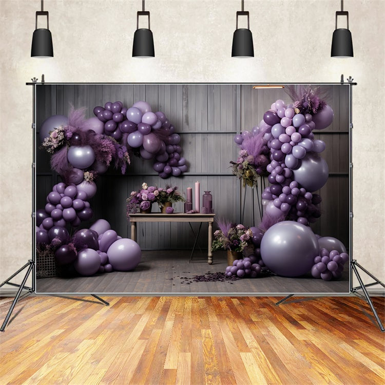 Graceful Violet Balloon Garland Halloween Backdrop BRP8-179