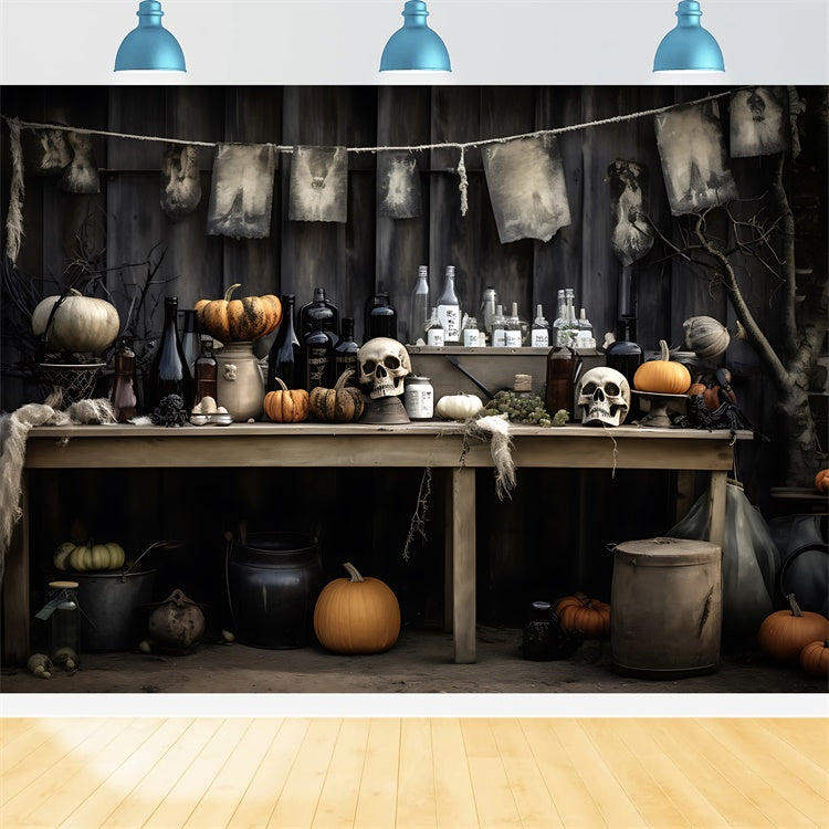 Mysterious Elixirs and Skulls Halloween Display Backdrop BRP8-180