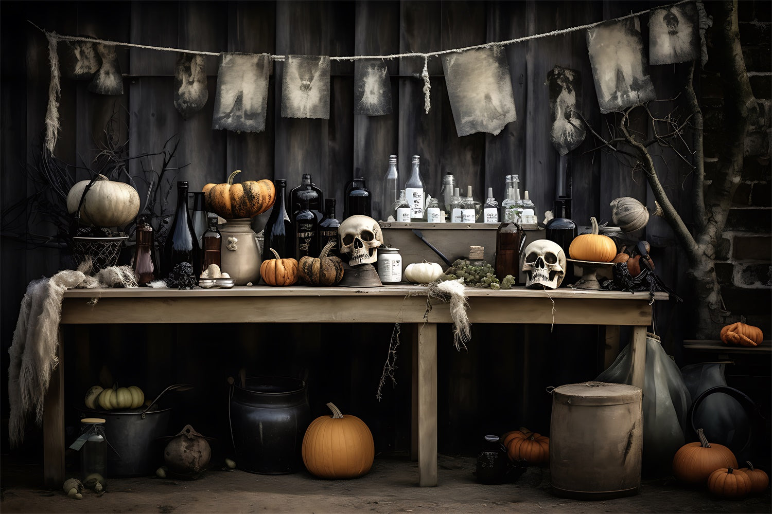 Mysterious Elixirs and Skulls Halloween Display Backdrop BRP8-180