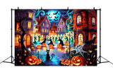 Ghouls and Pumpkins in Halloween Town Backdrop BRP8-181