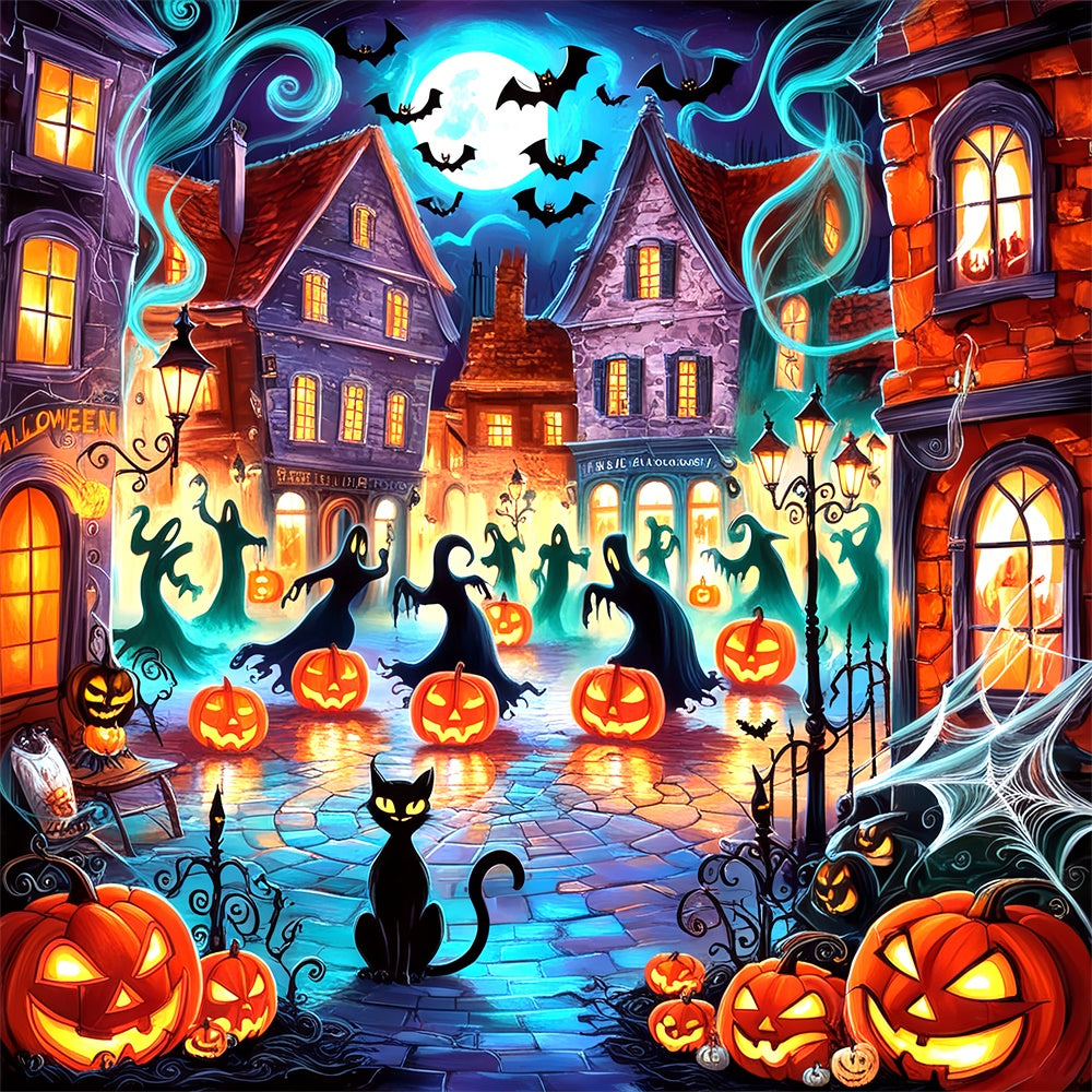 Ghouls and Pumpkins in Halloween Town Backdrop BRP8-181