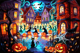 Ghouls and Pumpkins in Halloween Town Backdrop BRP8-181