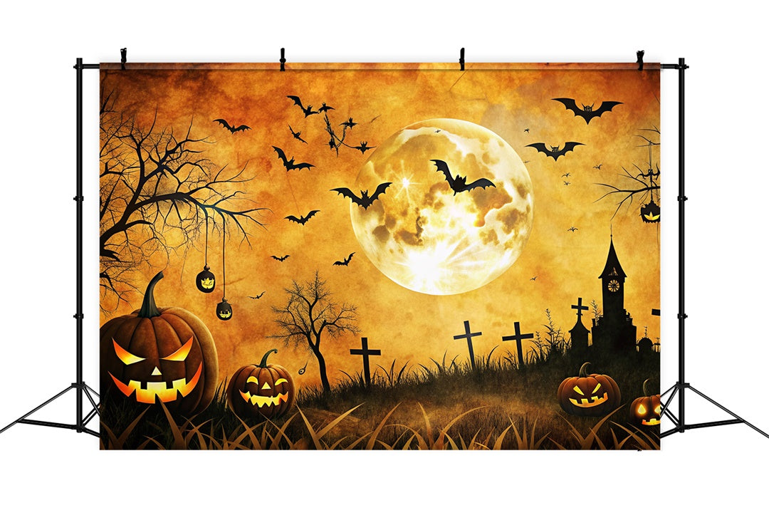 Creepy Graveyard and Full Moon Halloween Backdrop BRP8-182