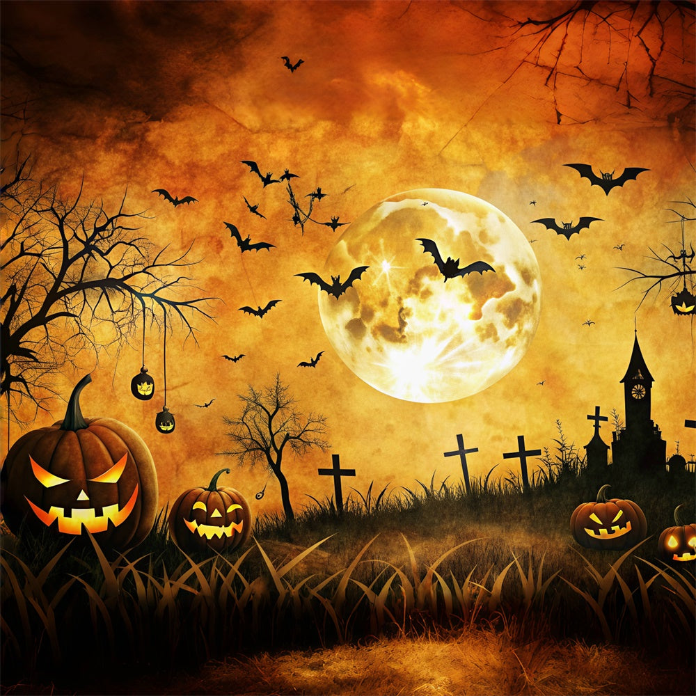 Creepy Graveyard and Full Moon Halloween Backdrop BRP8-182