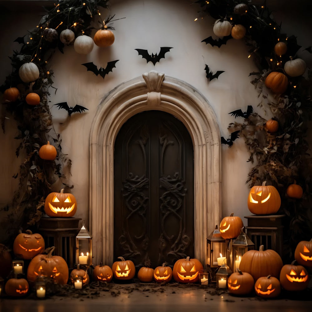 Eerie Pumpkin-Filled Doorway Halloween Backdrop BRP8-184