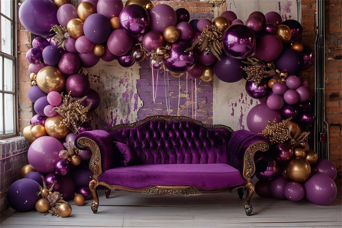 Opulent Purple and Gold Halloween Party Backdrop BRP8-185