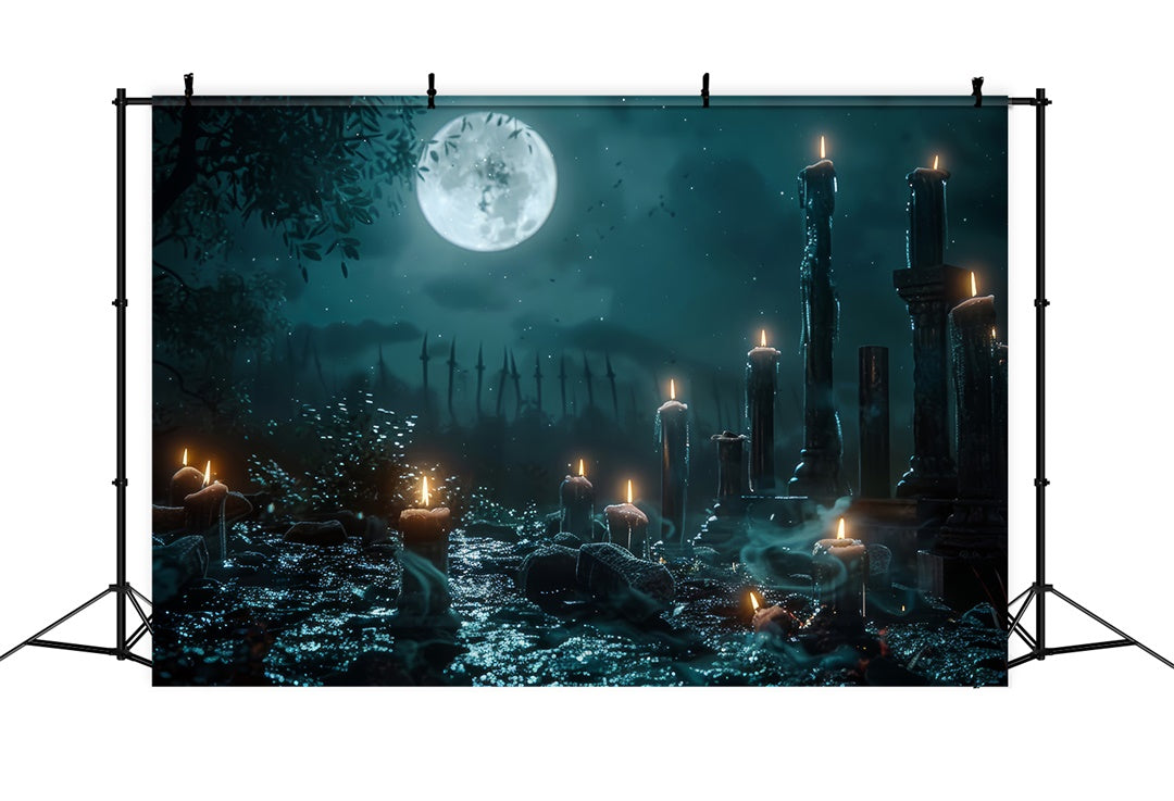 Creepy Candlelit Cemetery Path Halloween Backdrop BRP8-189