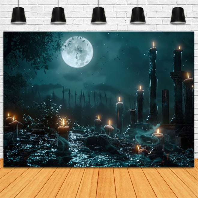 Creepy Candlelit Cemetery Path Halloween Backdrop BRP8-189