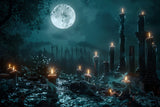 Creepy Candlelit Cemetery Path Halloween Backdrop BRP8-189