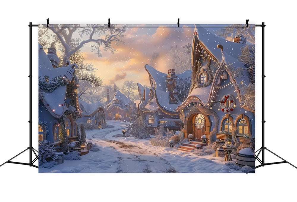 Christmas Enchanted Cottage Street Backdrop BRP8-19