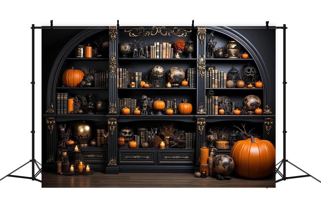 Spooky Gothic Shelves with Halloween Accents Backdrop BRP8-190