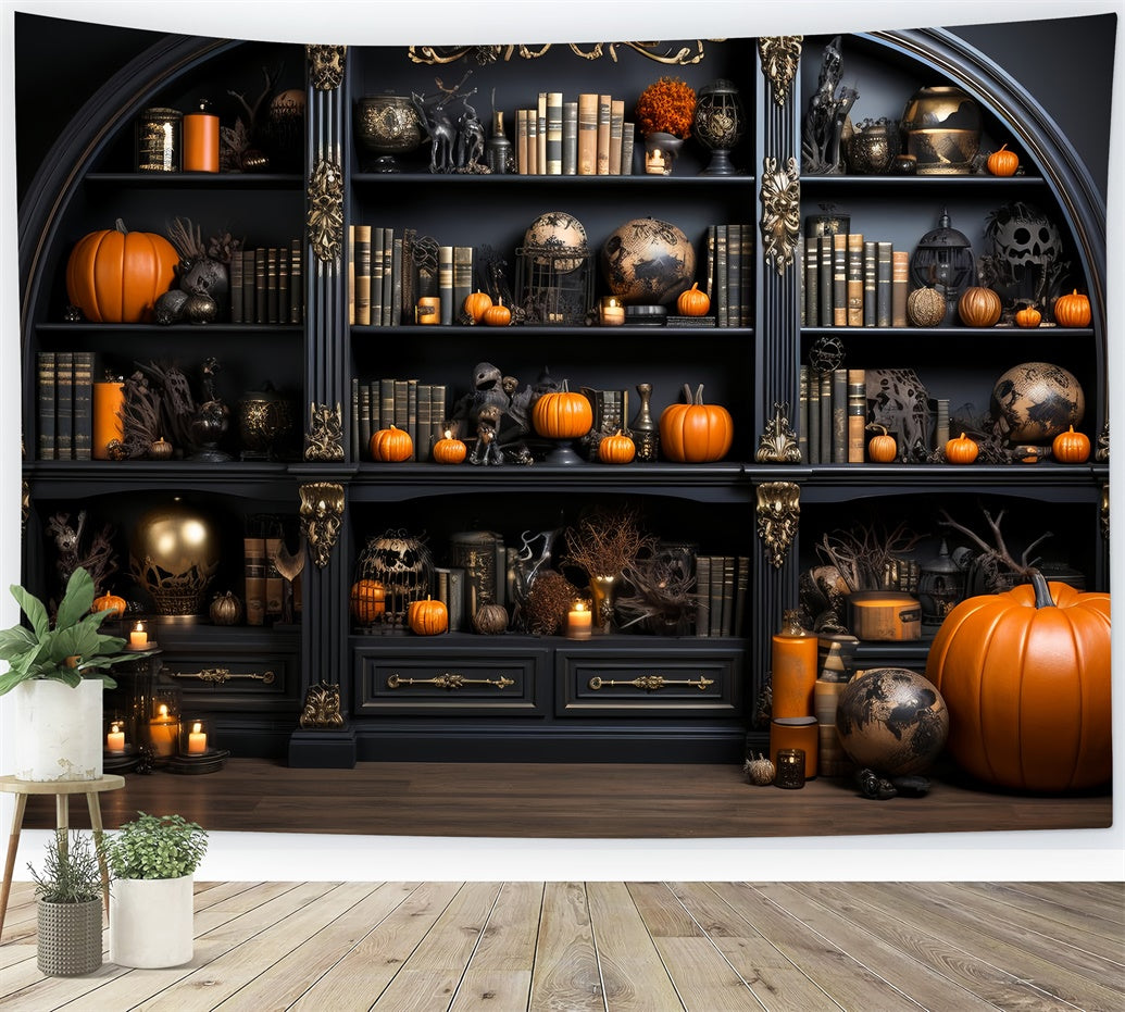 Spooky Gothic Shelves with Halloween Accents Backdrop BRP8-190