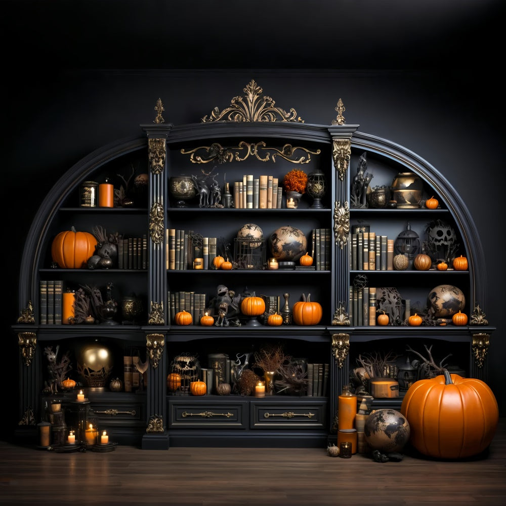 Spooky Gothic Shelves with Halloween Accents Backdrop BRP8-190