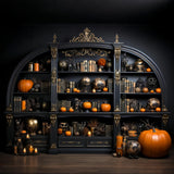 Spooky Gothic Shelves with Halloween Accents Backdrop BRP8-190