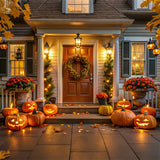 Halloween Front Porch with Festive Pumpkins Backdrop BRP8-191